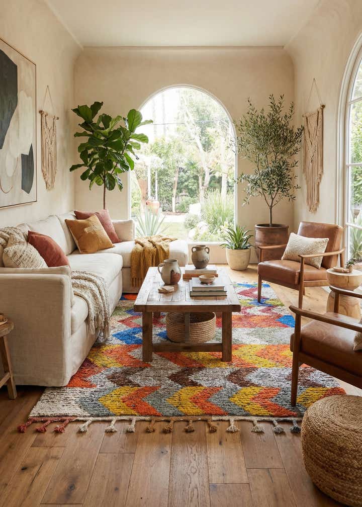 4' 9 x 7' 8 Hand Knotted Moroccan Wool Rug