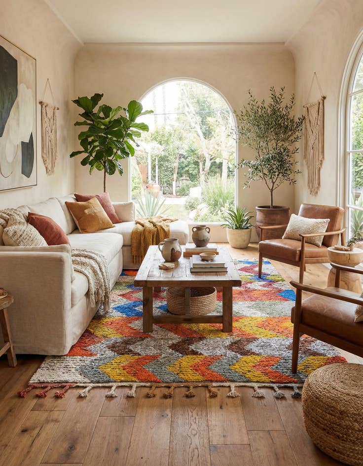 Detail image of 4' 9 x 7' 8  Hand Knotted Moroccan Wool Rug