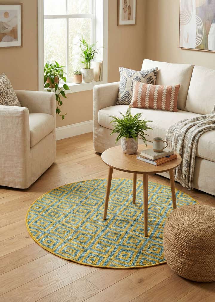 3' x 3' Easy-Clean Jill Zarin Costa Rica Indoor / Outdoor Round Rug