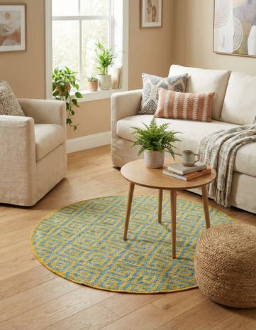 3' x 3' Easy-Clean Jill Zarin Costa Rica Indoor / Outdoor Round Rug
