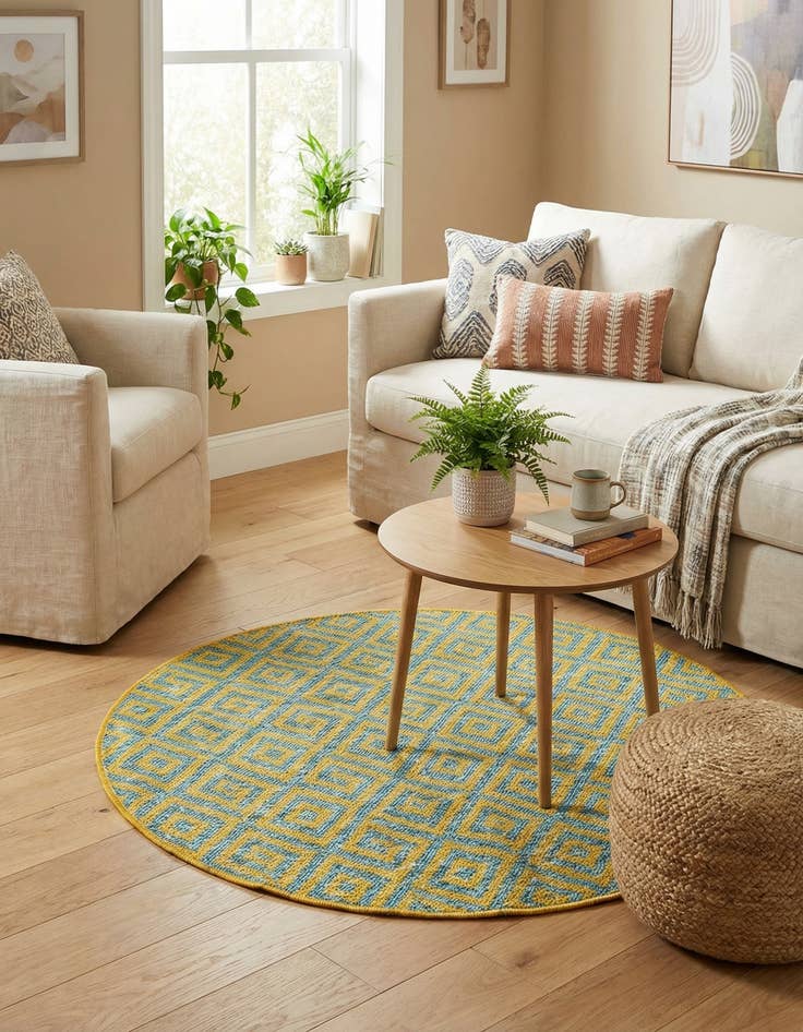 Detail image of 3' x 3' Easy-Clean Jill Zarin Costa Rica Indoor / Outdoor Round Rug