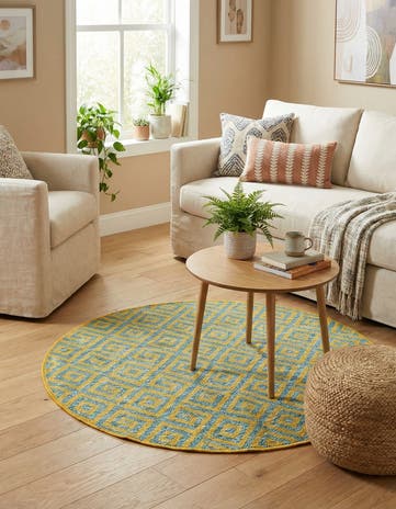 3' x 3' Easy-Clean Jill Zarin Costa Rica Indoor / Outdoor Round Rug