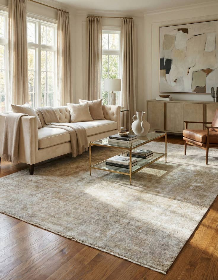 Detail image of  7' 7 x 11'  Hand Knotted Ultra Vintage Persian Wool Rug