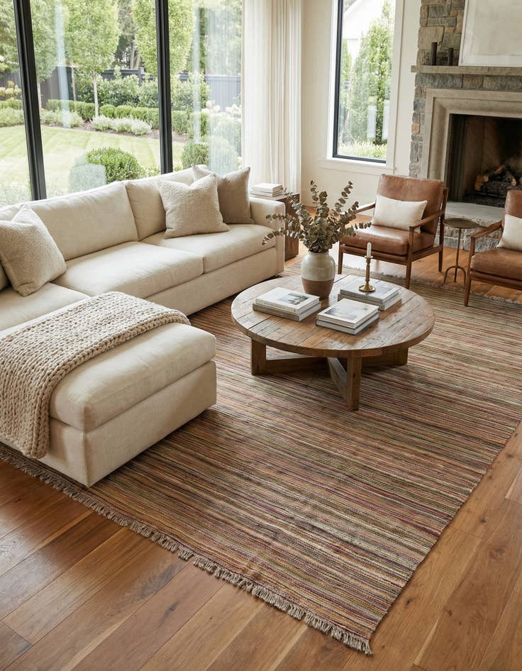 Detail image of  6' 6 x 9' 6  Hand Woven Kilim Modern Wool Rug