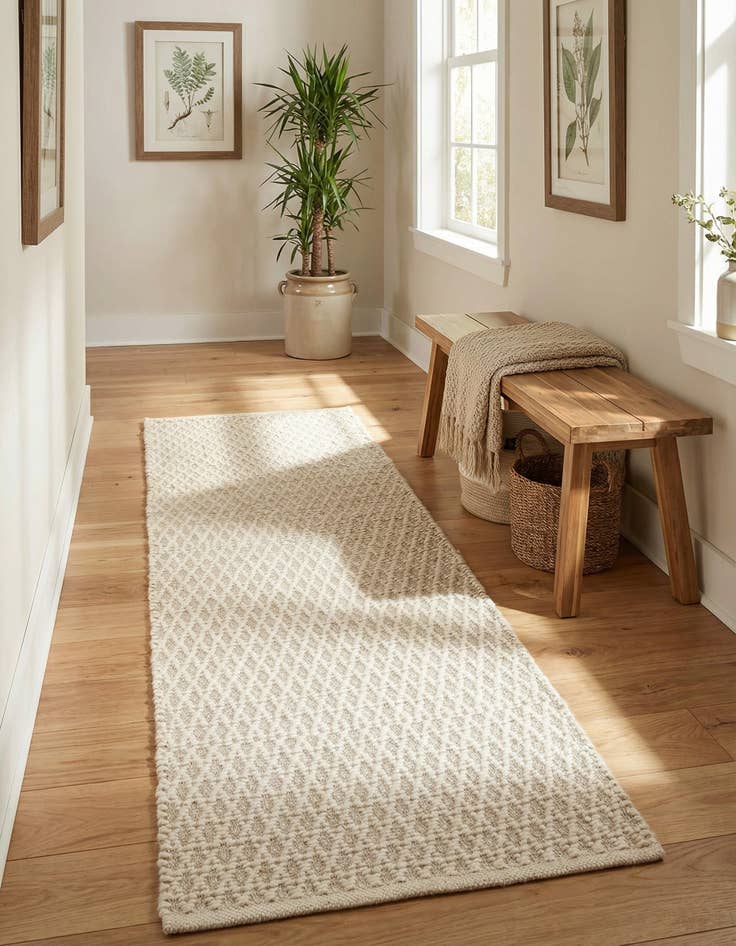 Detail image of 2' x 5' 1  Hand Woven Lattice Wool Runner Rug