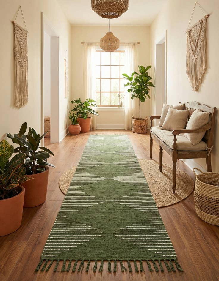 Detail image of  2' 11 x 16' 1  Hand Woven Chindi Cotton Runner Rug