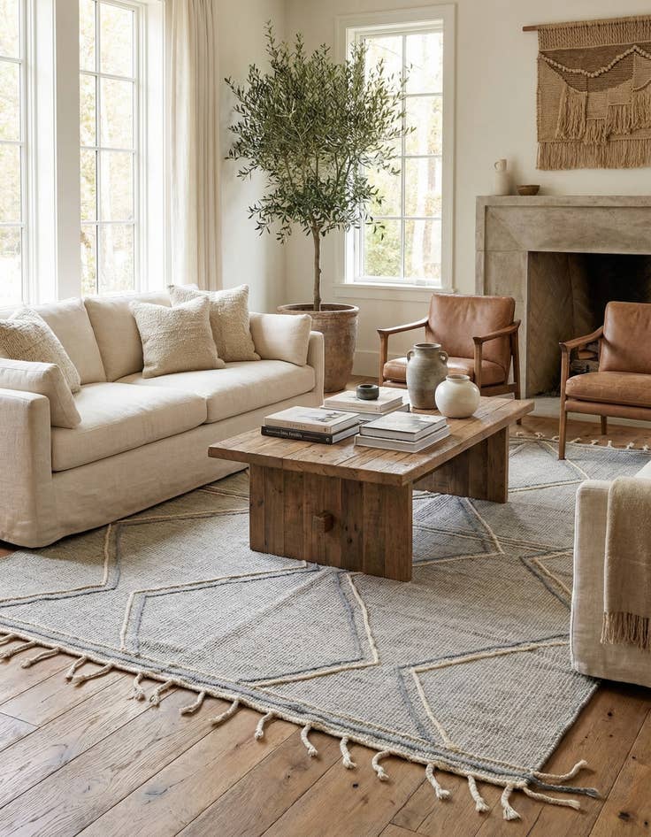 Detail image of  6' 7 x 10'  Hand Knotted Moroccan Wool Rug