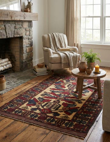 3' x 4' 6 Hand Knotted Sumak Wool Rug