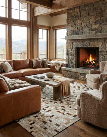 5' x 8' Cowhide Leather Rug