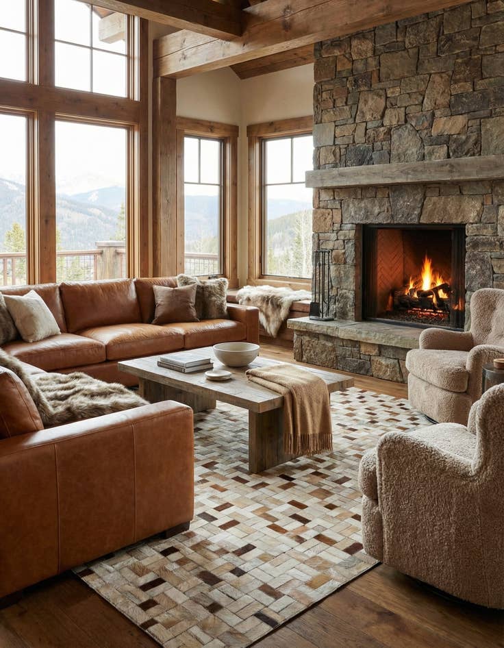 Detail image of  5' x 8' Cowhide Leather Rug