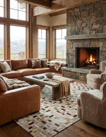 5' x 8' Cowhide Leather Rug