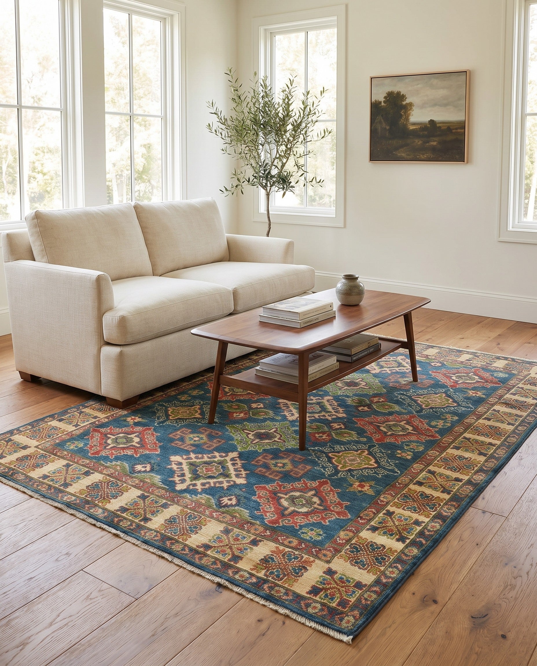 5' x 6' 6 Hand Knotted Kazak Rug