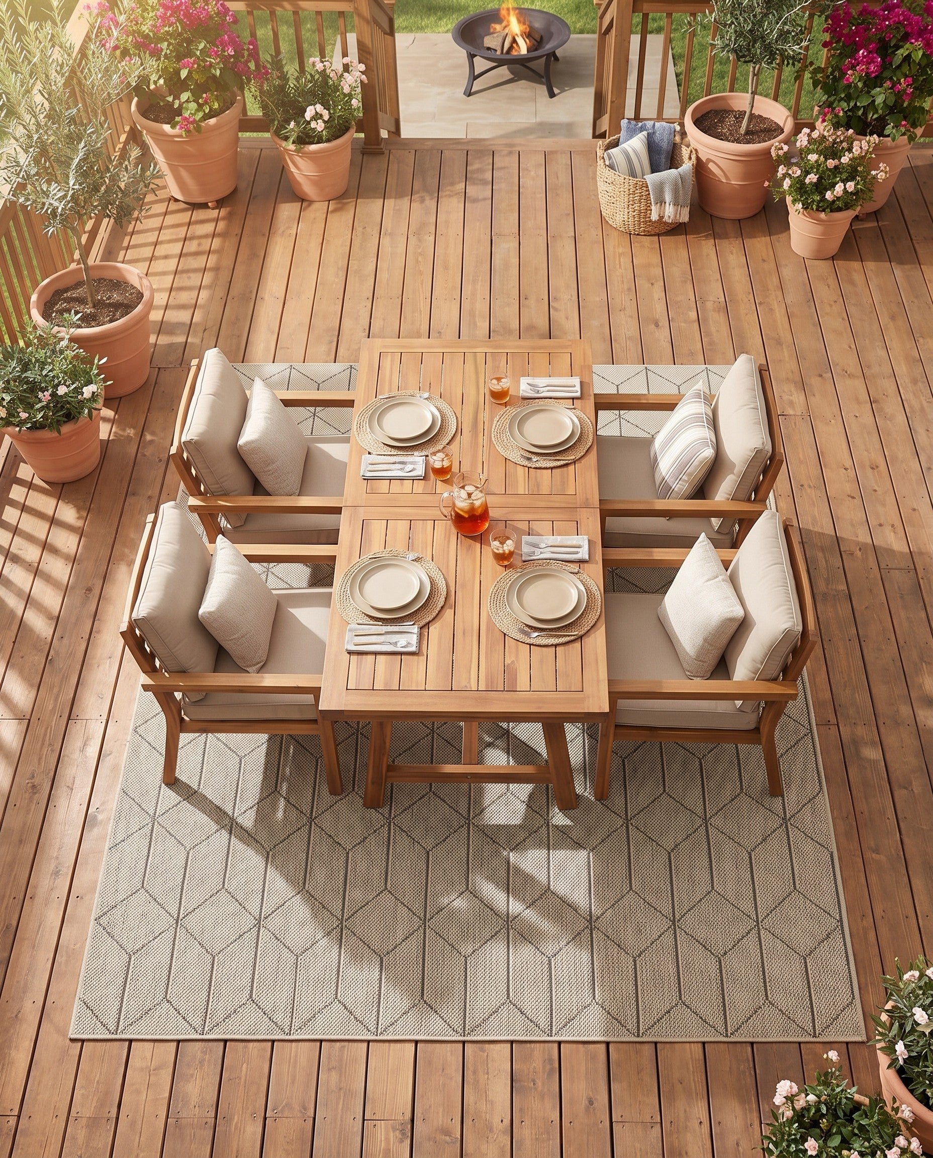 7' 10 x 7' 10 Easy-Clean Lattice Indoor / Outdoor Square Rug