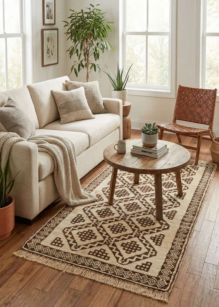 3' 8 x 7' Hand Knotted Moroccan Wool Rug