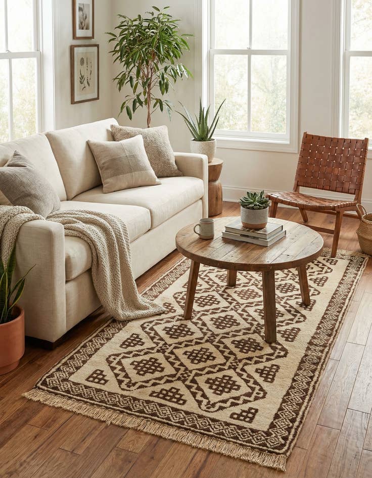 Detail image of 3' 8 x 7'  Hand Knotted Moroccan Wool Rug