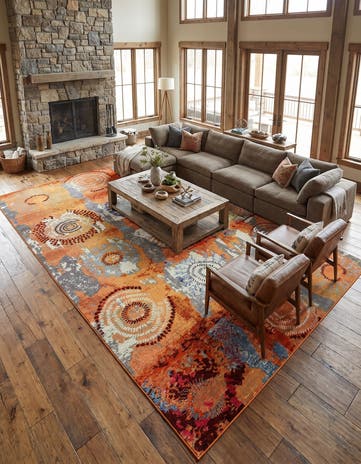Orange Washable Hyacinth Rug