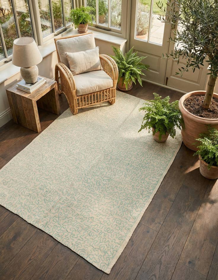 Detail image of 4' 1 x 5' 6  Hand Woven Kilim Suzani Wool Rug