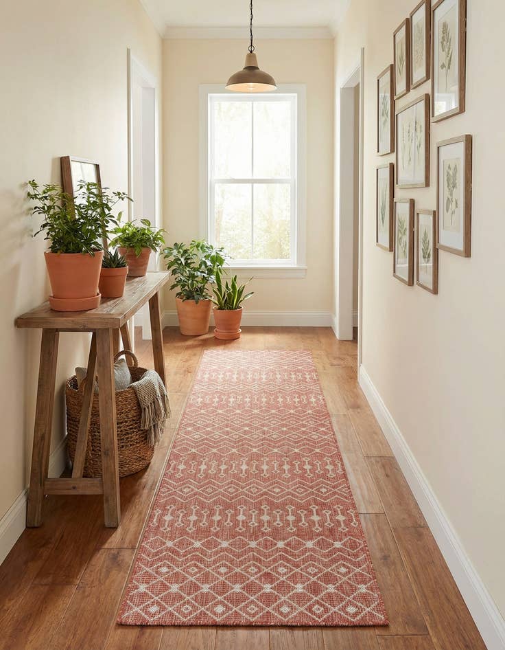 Detail image of 2' 7 x 10'  Washable Trellis Indoor / Outdoor Runner Rug