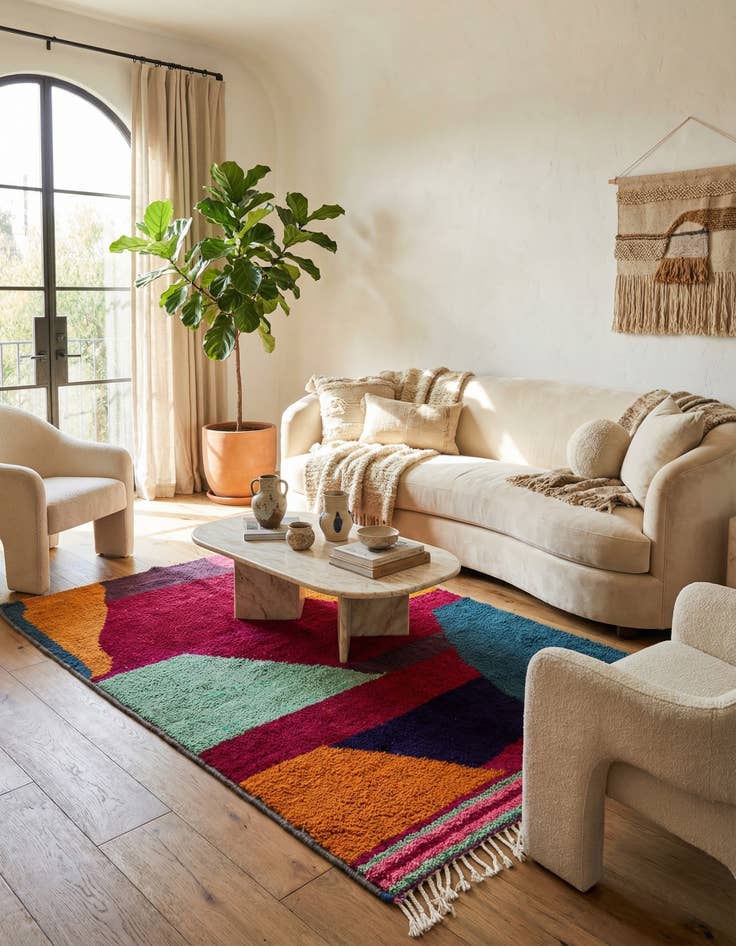 Detail image of 5' 5 x 8'  Hand Knotted Moroccan Wool Rug