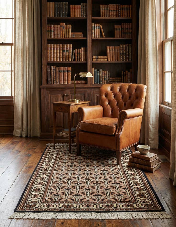 Detail image of 3' 1 x 5' 4 Hand Knotted Ferdos Wool Rug