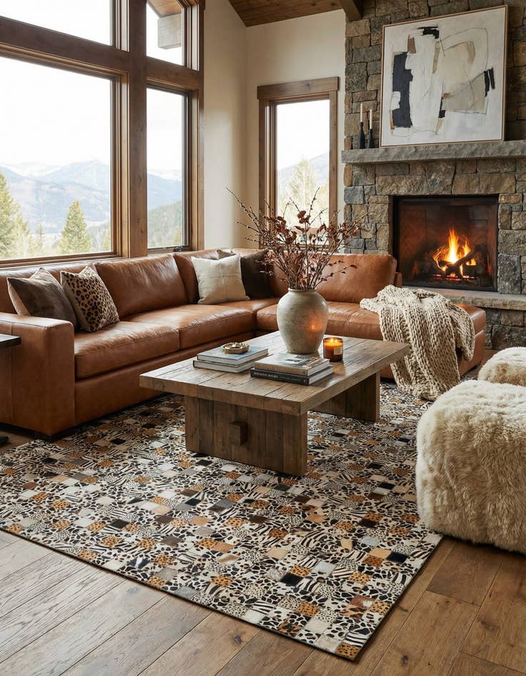 Detail image of  5' x 8' Cowhide Leather Rug