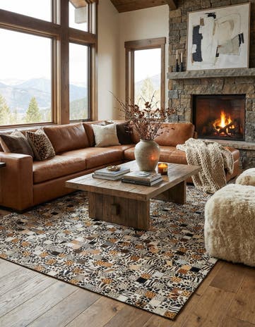 5' x 8' Cowhide Leather Rug