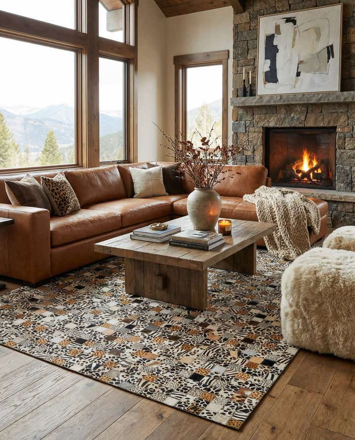 5' x 8' Cowhide Leather Rug