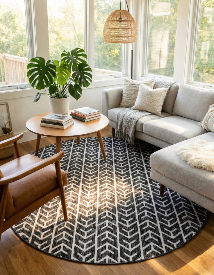 Detail image of 8' x 8'  Washable Sabrina Soto Aston Indoor / Outdoor Round Rug