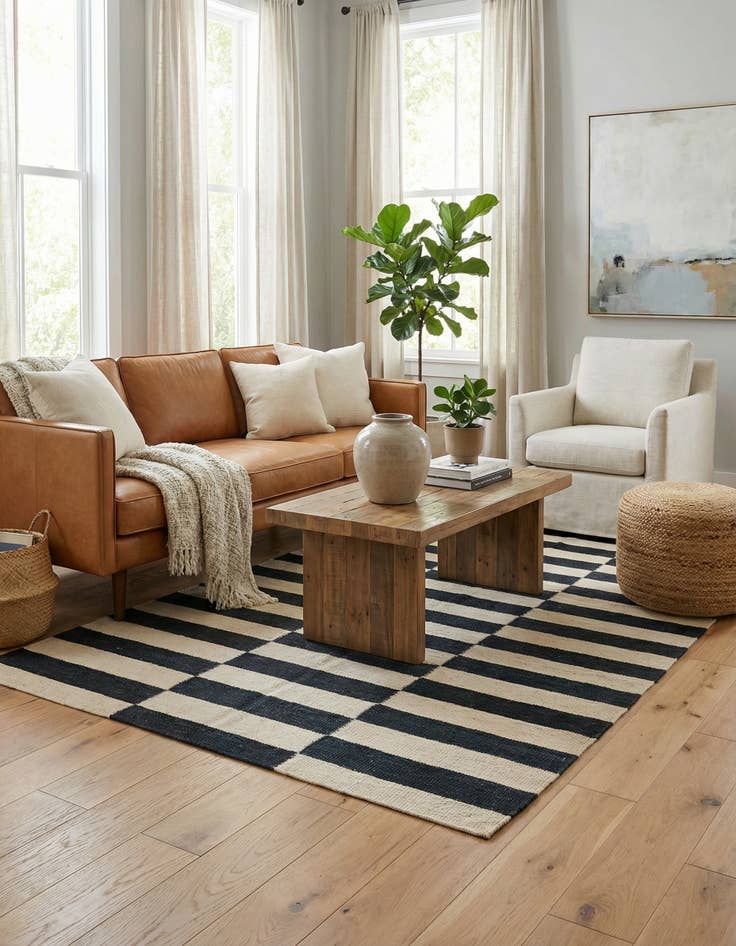 Detail image of 3' 5 x 5'  Hand Woven Kilim Modern Wool Rug