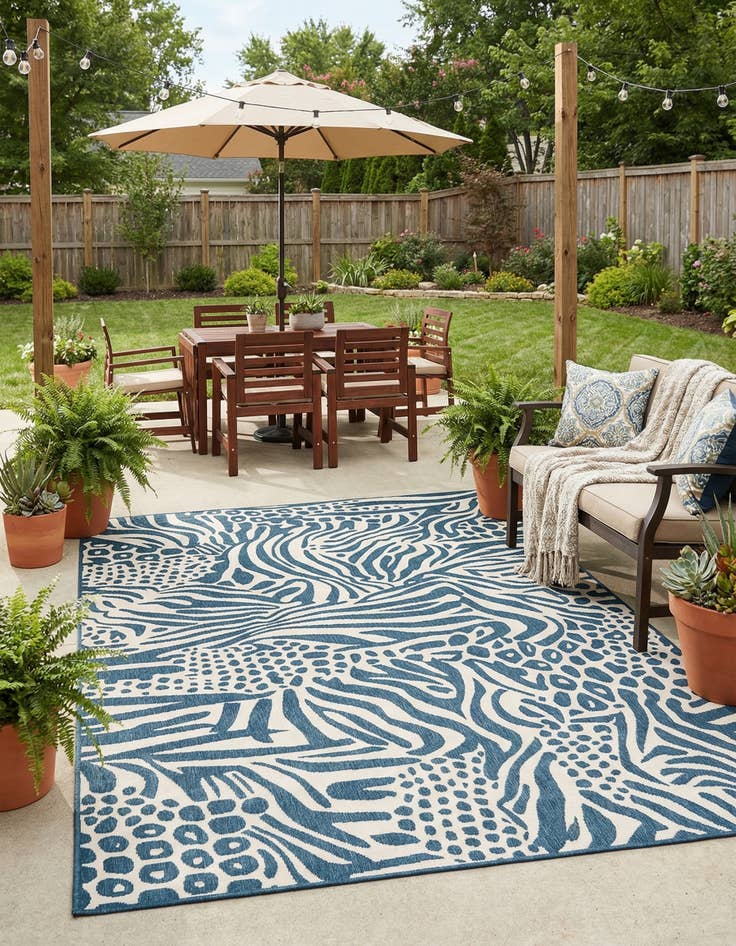 Detail image of 7' 10 x 10'  Washable Safari Indoor / Outdoor Rug