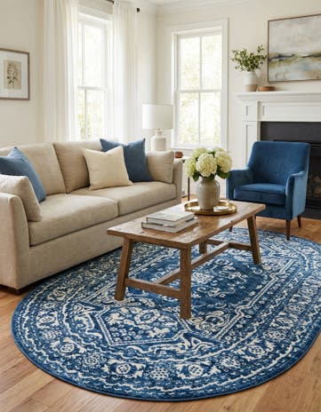 Blue Boston Oval Rug