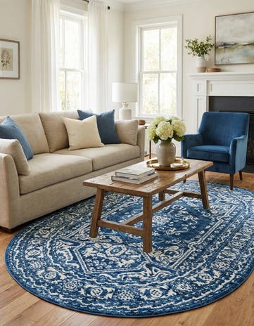 Blue Boston Oval Rug