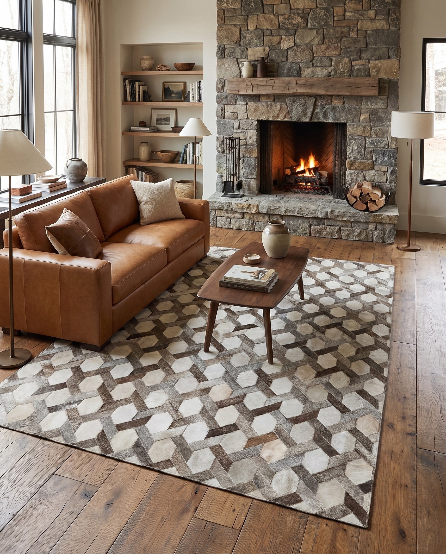 5' x 8' Cowhide Leather Rug