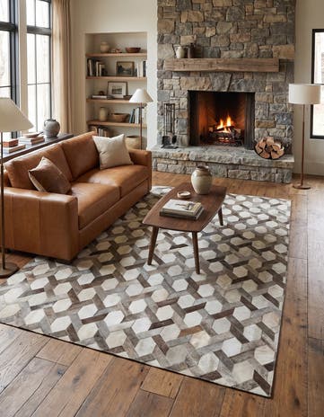5' x 8' Cowhide Leather Rug