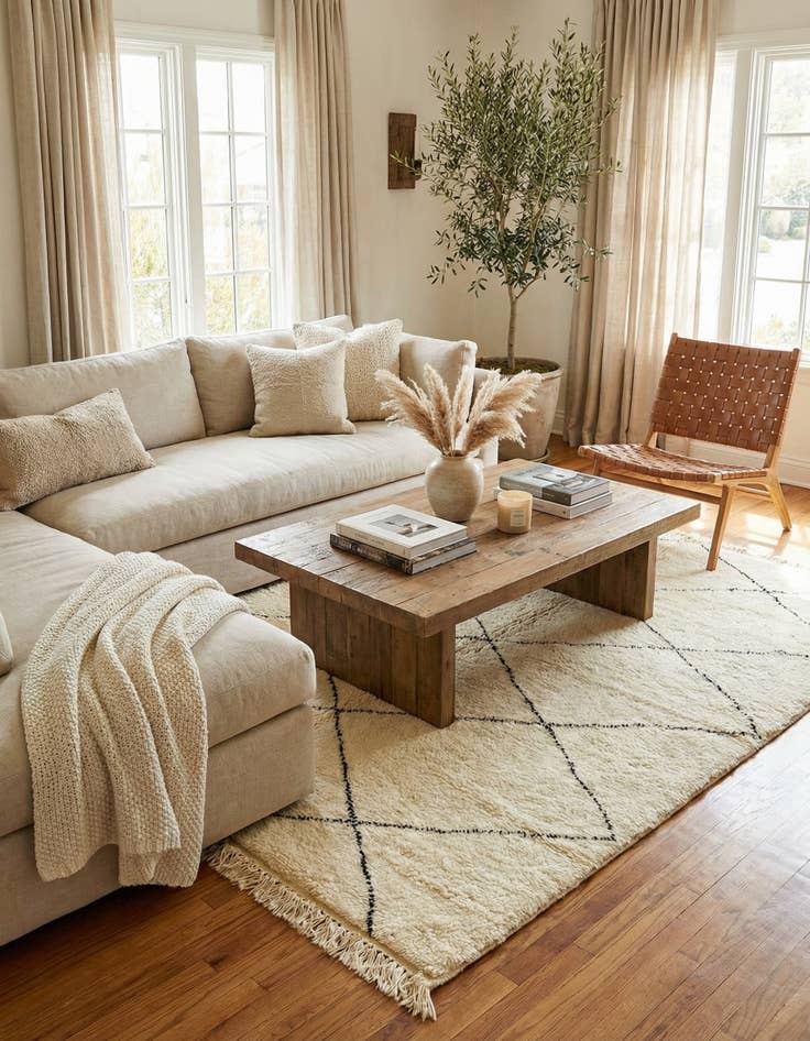 Detail image of 6' 8 x 9'  Hand Knotted Moroccan Wool Rug