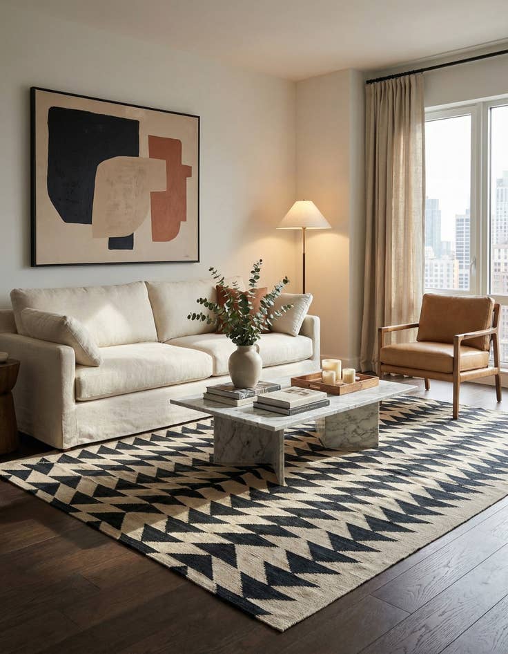 Detail image of 6' 9 x 9' 8  Hand Woven Kilim Modern Wool Rug