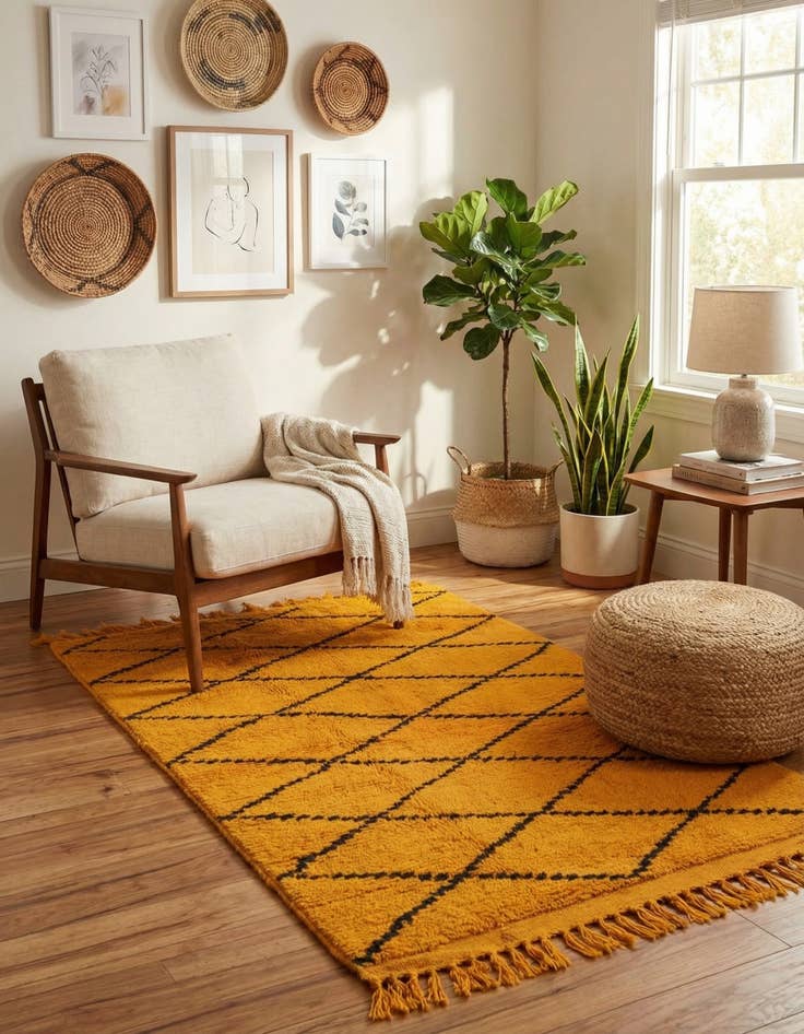 Detail image of 3' 6 x 5' 3  Hand Knotted Moroccan Wool Rug