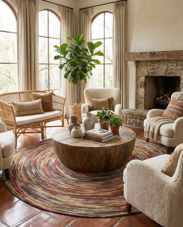  10' x 10'  Hand Braided Jute Round Rug