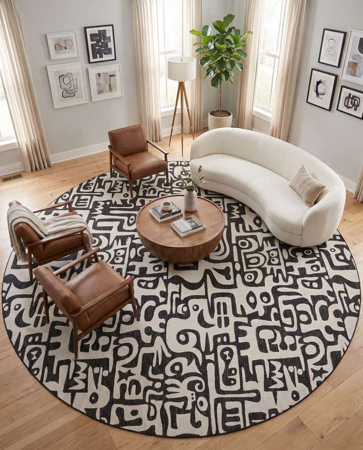 13' x 13' Easy-Clean Modern Indoor / Outdoor Round Rug