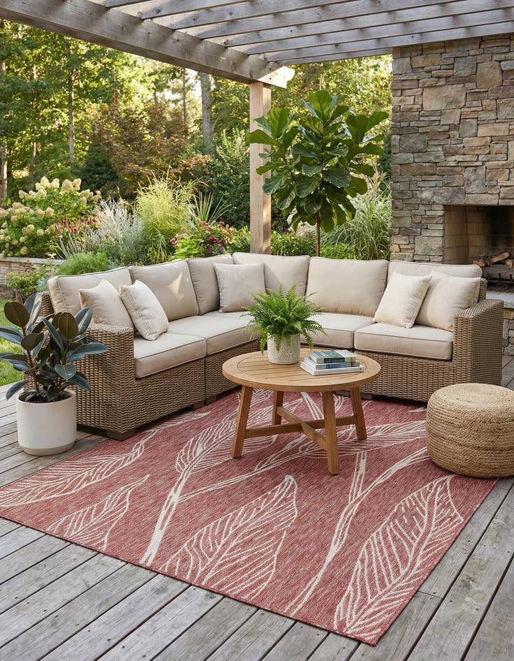 Detail image of 6' x 9' Easy-Clean Botanical Indoor / Outdoor Rug