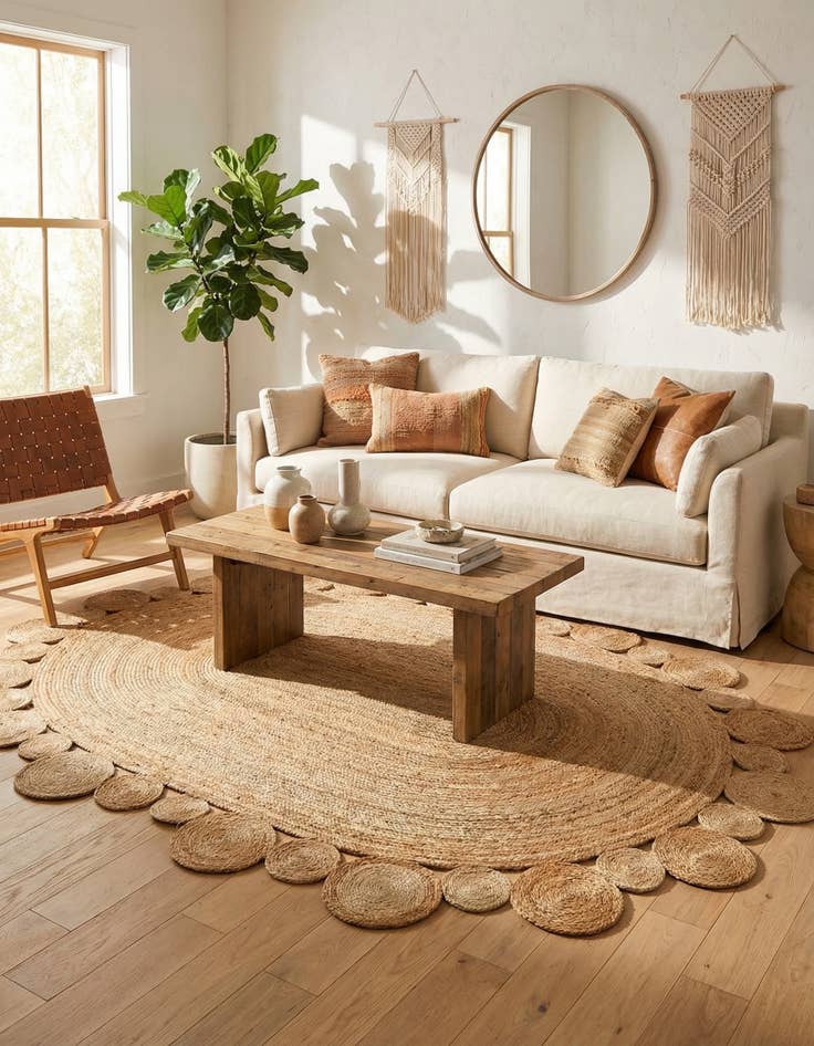 Detail image of 7' 10 x 10'  Hand Braided Jute Oval Rug