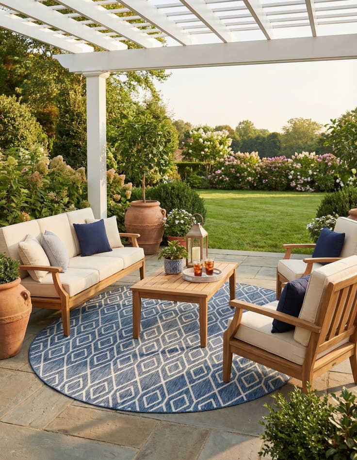 Detail image of  7' 10 x 10'  Washable Jill Zarin Turks and Caicos Indoor / Outdoor Oval Rug