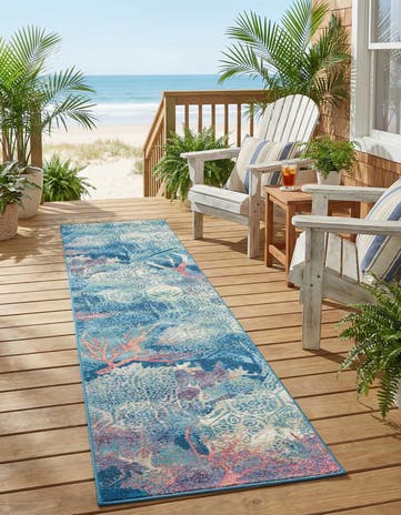 2' 7 x 12' Easy-Clean Coastal Indoor / Outdoor Runner Rug