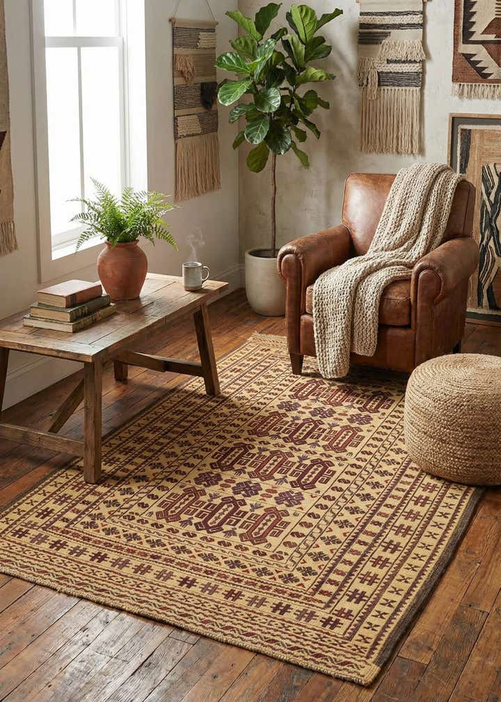 4' x 6' 1 Hand Knotted Sumak Wool Rug