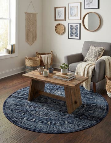 Blue Kennedy Round Rug