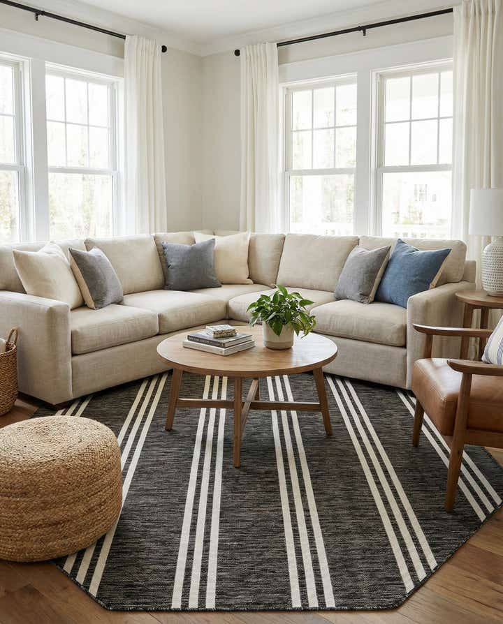 7' 10 x 7' 10 Easy-Clean Jill Zarin Anguilla Indoor / Outdoor Octagon Rug