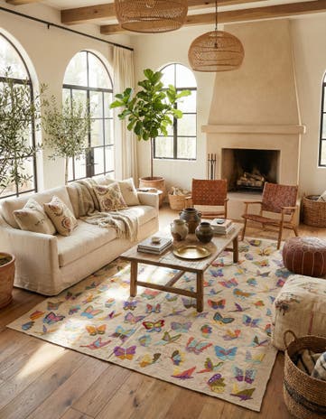 7' 10 x 9' 2 Hand Woven Kilim Suzani Wool Rug