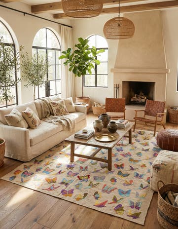 7' 10 x 9' 2 Hand Woven Kilim Suzani Wool Rug