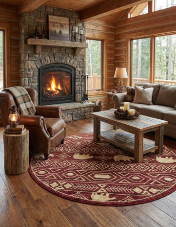 Red Pioneer Round Rug