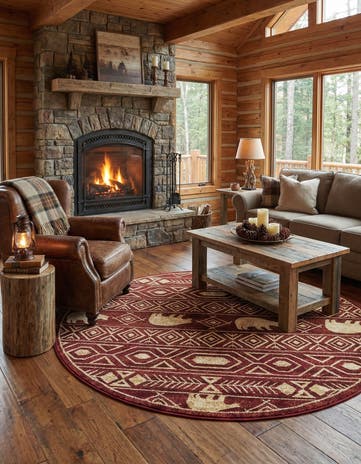 Red Pioneer Round Rug